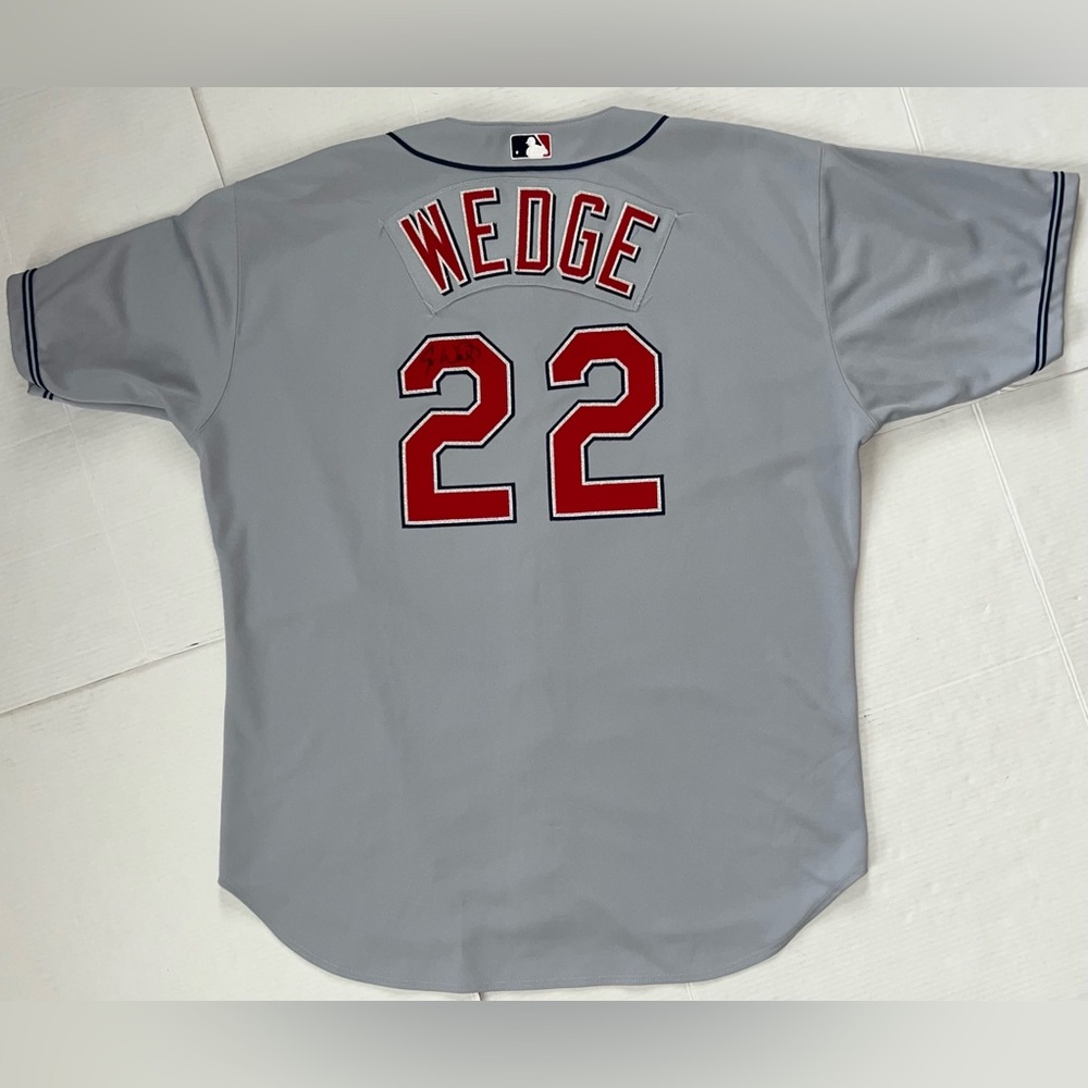 Vintage Cleveland Indians Eric Wedge Signed Game Used Russell Athletic Jersey